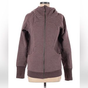 Lululemon 6 Scuba Hoodie Stripe Heathered Antique Bark Heathered Misty Merlot